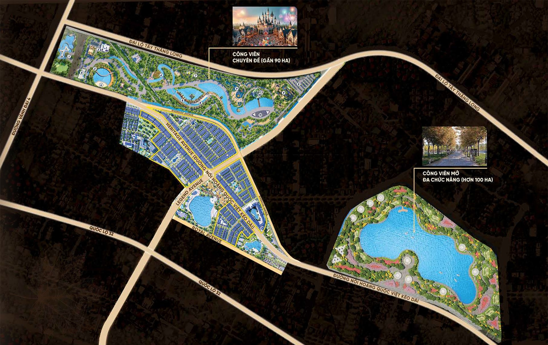 Mặt bằng tổng thể dự án được quy hoạch trên tổng diện tích 77ha